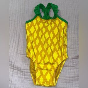 Old navy 18-24m pineapple one piece swimsuit with button snaps